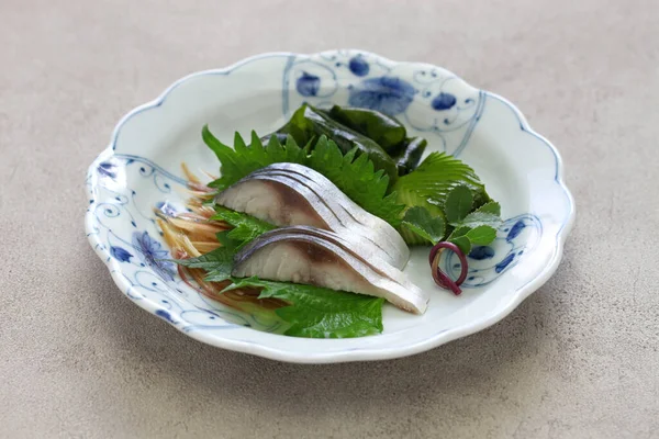 Simesaba Japanese Salted Vinegared Mackerel Sashimi — 图库照片