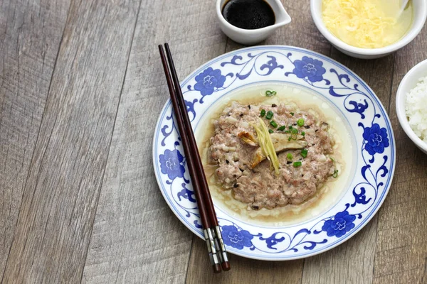 Porc Haché Vapeur Avec Poisson Salé Cuisine Traditionnelle Chinoise Cantonaise — Photo
