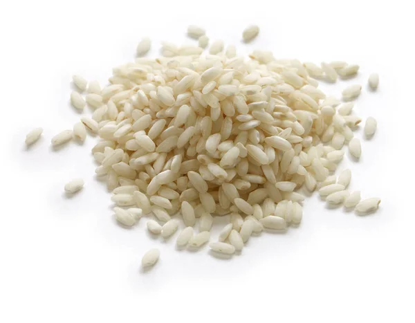 Carnaroli Arroz Risoto Italiano Isolado Sobre Fundo Branco — Fotografia de Stock