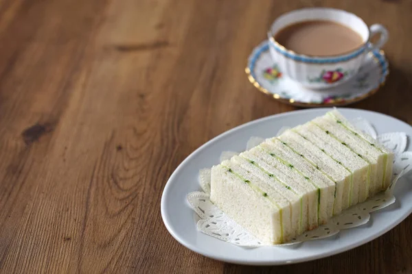 Homemade Traditional Cucumber Sandwich Tea — Stock Photo, Image