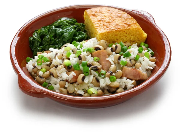 Hoppin John New Year Traditional Food Black Eyed Pea Rice — Stock Photo, Image