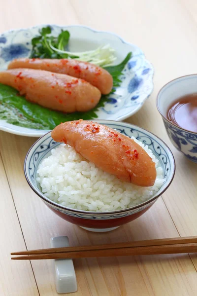 Mentaiko Baharatlı Morina Yumurtası Pirinç Japon Yemeği — Stok fotoğraf
