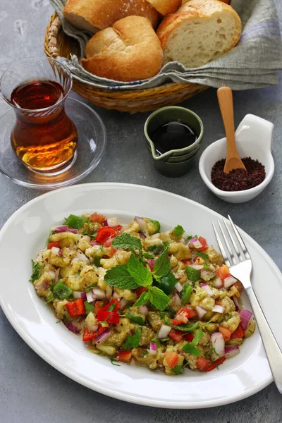 Turkish Eggplant Salad Called Patlican Salatasi — Stock Photo, Image