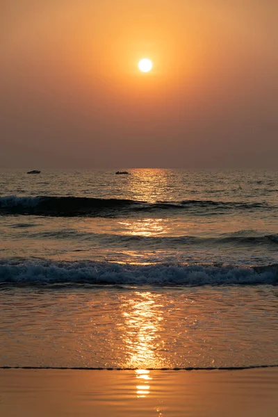 Goa Złoty Zachód Słońca Perskim Morzu Obrazy Stockowe bez tantiem