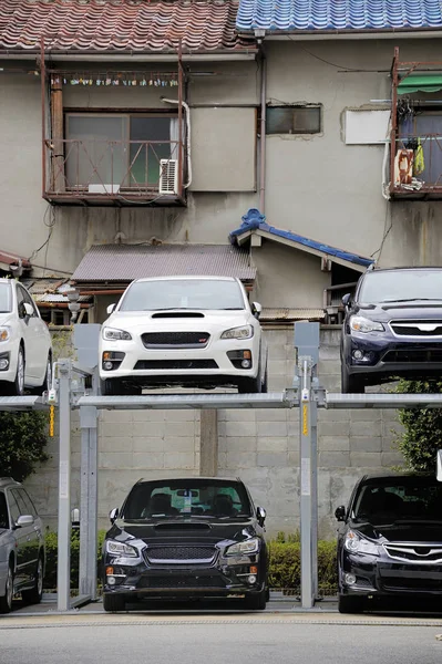 Kyoto Japão Novembro 2014 Sistema Estacionamento Multinível Estilo Japonês Para — Fotografia de Stock