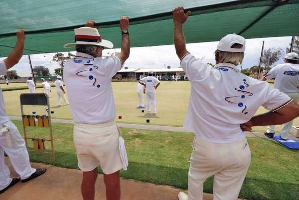 Wudinna Australië Februari 2018 Jeu Boules Spelen Groep Van Ouderen Stockfoto