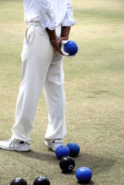 Wudinna, Avustralya - 02 Şubat 2018: insanlar bir bowling Alanı Avustralya üzerinde oynarken kase