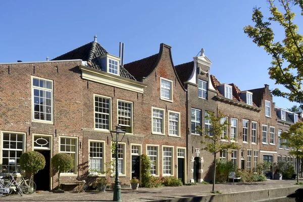 Casas Canal Doelengracht Casco Antiguo Leiden Holanda Meridional Países Bajos —  Fotos de Stock