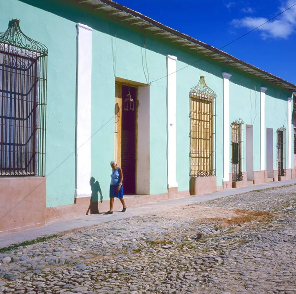 Trinidad Cuba Agosto 2017 Una Pittoresca Strada Ciottoli Con Edifici — Foto Stock