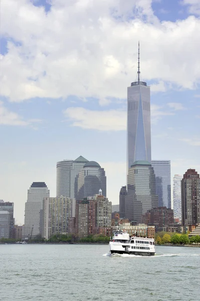 Στο Κέντρο Του Μανχάταν Από Staten Island Ferry Νέο Παγκόσμιο — Φωτογραφία Αρχείου