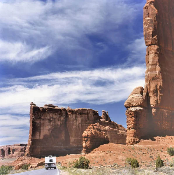 Camper Its Way Arches National Park Usa Royalty Free Stock Images