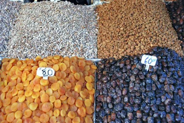 Frutas Secas Frutos Secos Puesto Mercado Plaza Djemaa Fna Marrakech — Foto de Stock