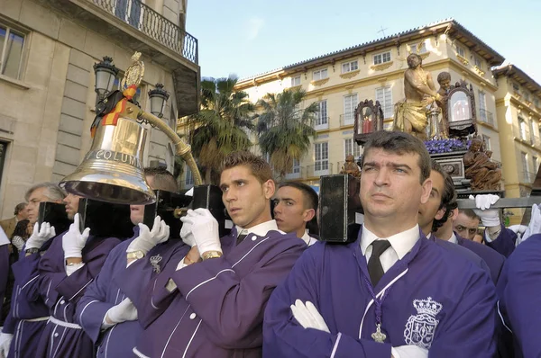 Malaga Spain March 2016 Costaleros Bearing Tronos Semana Santa Christian — Stock Photo, Image