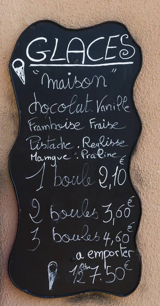 Menu of a french ice cream shop — Stock Photo, Image