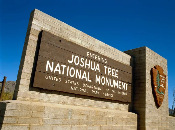 Señal Entrada Parque Nacional Joshua Tree Condado San Bernadino Sur —  Fotos de Stock