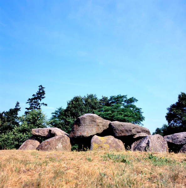 Őskori Dolmen Hunebed Dxli Emmen Hollandia Körülbelül 5400 Éves Sír — Stock Fotó