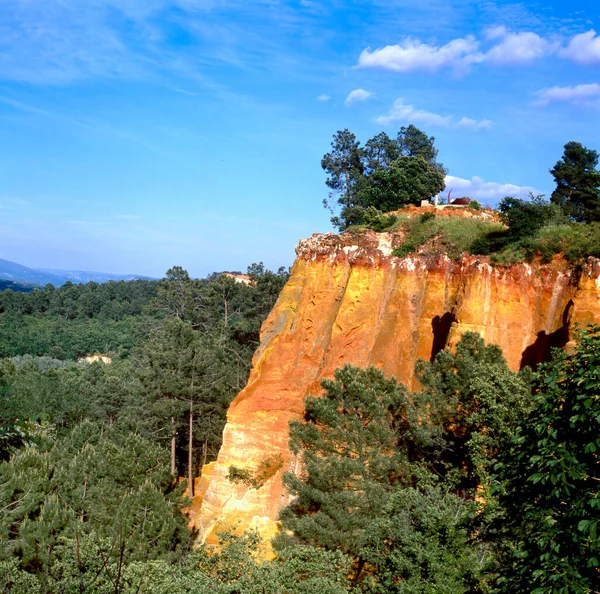 Slavné Červené Okrové Hliněné Útesy Rousillion Luberon Provence Francie Bez — Stock fotografie