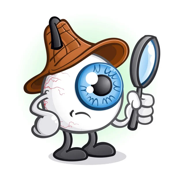 Detective Bola Olho Privado Personagem Dos Desenhos Animados — Vetor de Stock