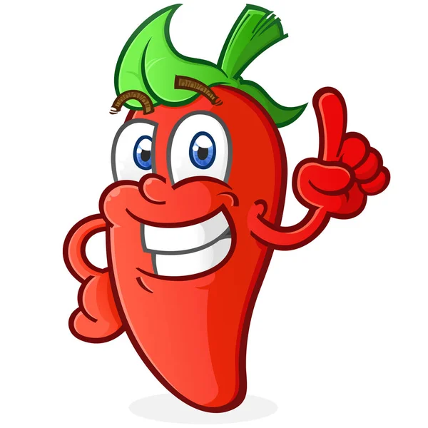 Hot Pepper Cartoon Character Pointing Index Finger — Stock Vector
