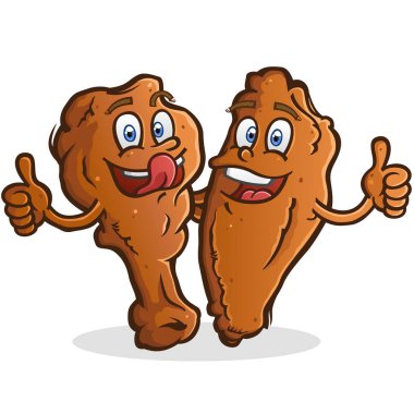 Hugs vermek ve Yaşasın vererek iki tavuk kanat karikatür resimler