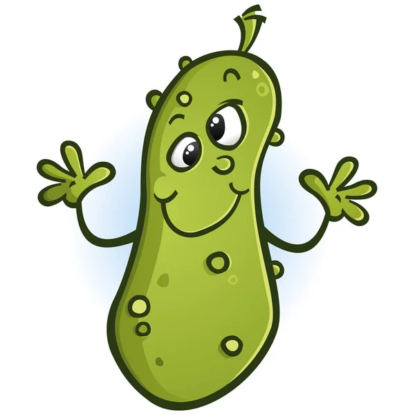 Childlike Pickle Cartoon Character Waving His Hands — Stock Vector