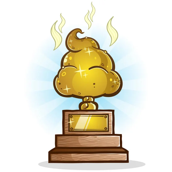 Crappy Poop Trophy Last Place Award Smelly Gas Fumes — Stock Vector