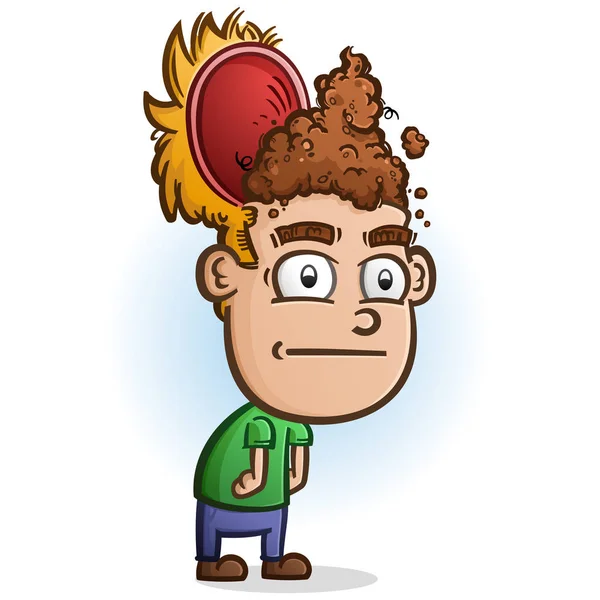 Estúpido Personaje Dibujos Animados Con Cabeza Abierta Con Caca Para — Vector de stock