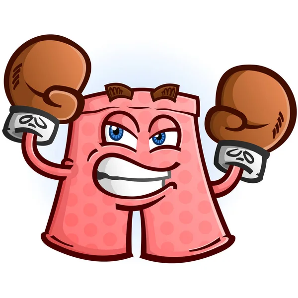 Пара Рожевих Плямистих Боксерських Шортів Кулаками Повітрі Готових Інтенсивного Боксу — стоковий вектор