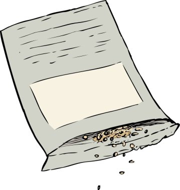 Tohumlar dışarı dökülmesini paket izole beyaz arka plan üzerinde açın.