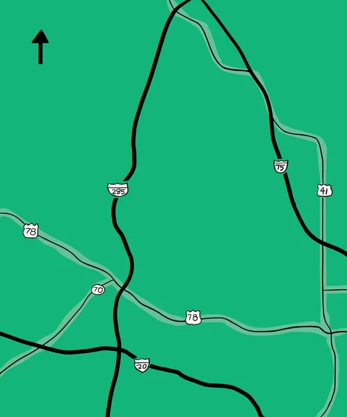 手描きのジョージア州 アメリカ合衆国の一部の州と郡道路地図 — ストックベクタ