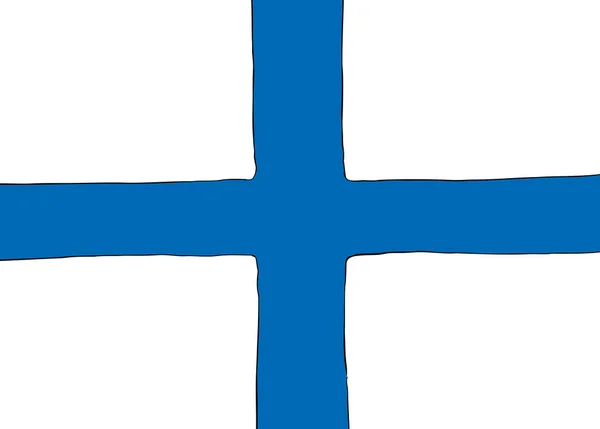 Symmetriska Centrerad Version Ett Nordiskt Kors Flaggan Reprsenting Finland — Stock vektor