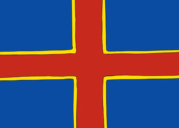 Version Symétrique Centrée Drapeau Croix Nordique Représentant Ahvenanmaa — Image vectorielle