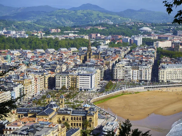 San Sebastian Spanien Mai 2018 Luftaufnahme Des Concha Strandes Und — Stockfoto