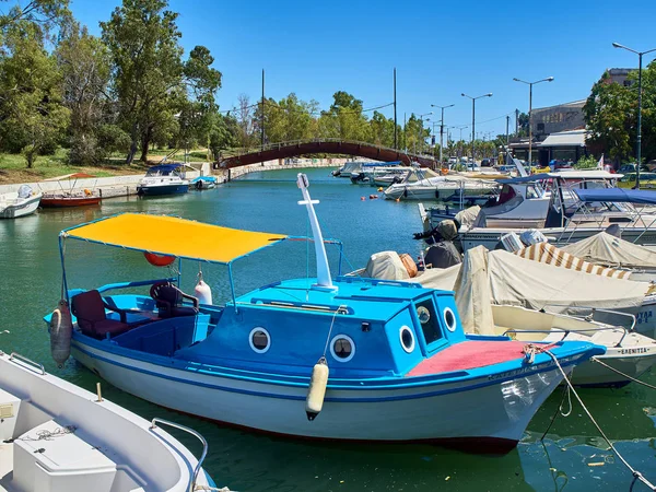 Athens Greece June 2018 Typical Greek Boats Moored Mikrolimano Port — Stock Photo, Image