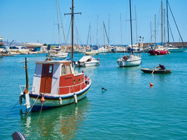 Athens Greece June 2018 Typical Greek Boats Moored Mikrolimano Port — Stock Photo, Image