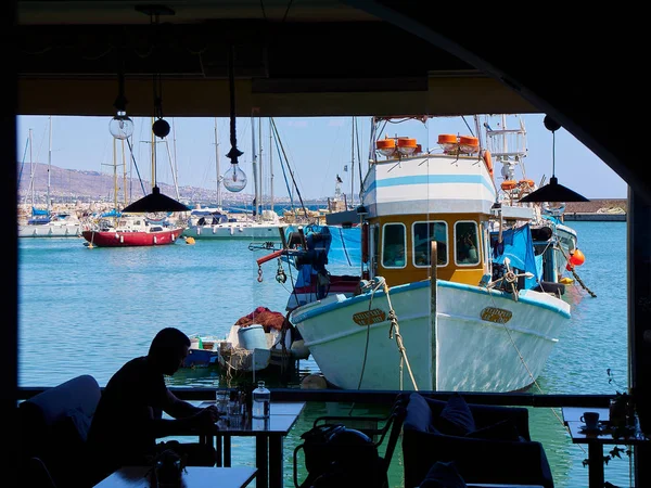 Athens Greece June 2018 Greek Fishing Boat Moored Mikrolimano Port — Stock Photo, Image