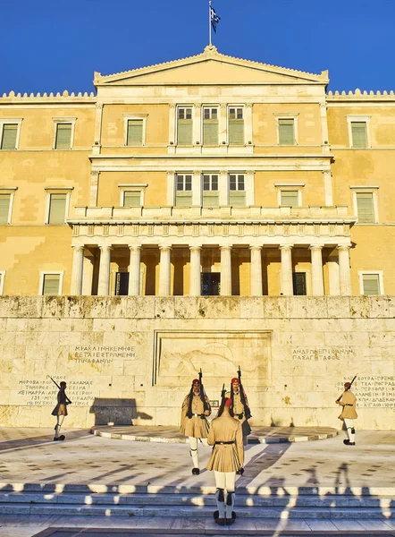 Atenas Grecia Junio 2018 Evzones Miembros Guardia Presidencial Durante Cambio — Foto de Stock