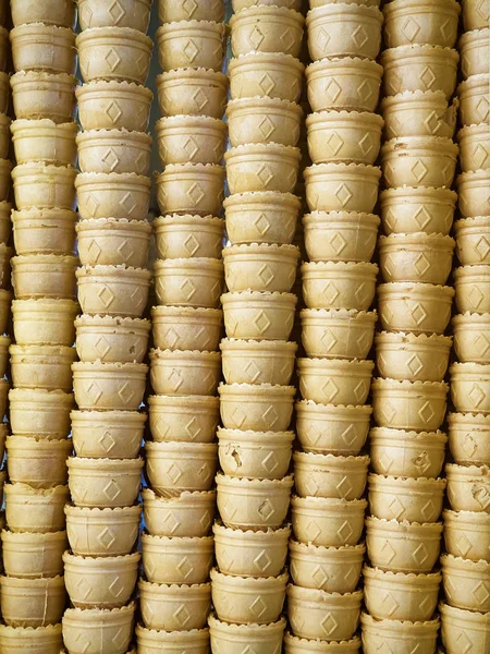 Куча Вафельных Рожков Фоне Мороженого — стоковое фото