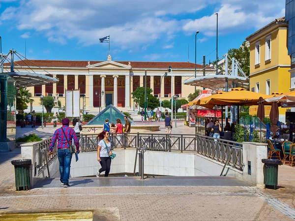 Athènes Grèce Juin 2018 Place Plateia Korai Avec Entrée Station — Photo