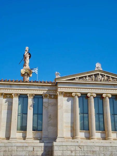 Боковая Деталь Фасада Афинской Академии Греческая Национальная Академия Колонной Афины — стоковое фото