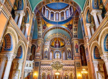 Atina, Yunanistan - 30 Haziran 2018. Ayrıca Mitropoli veya metropol olarak bilinen duyuru, The Metropolitan Cathedral fırsatımdı. Atina, Attica bölgesi, Yunanistan.