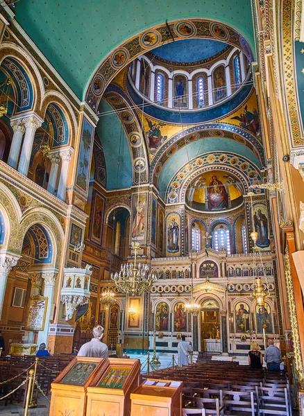 Athens Greece June 2018 Parishioner Celebrating Divine Liturgy Metropolitan Cathedral — Stock Photo, Image