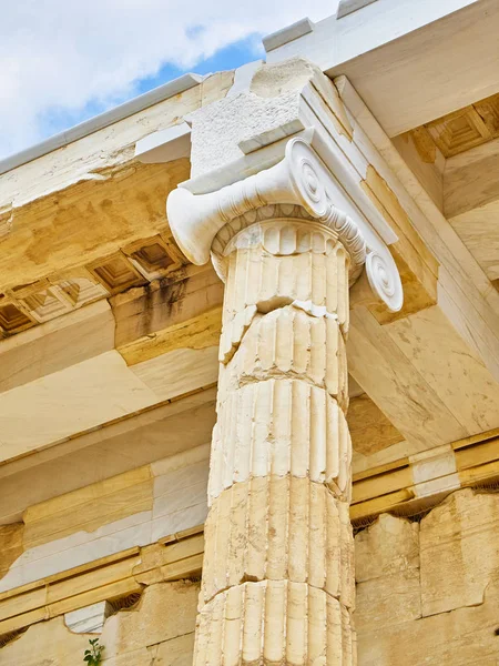 Coluna Dórica Detalhe Entabulature Fachada Oriental Propylaea Porta Entrada Antiga — Fotografia de Stock