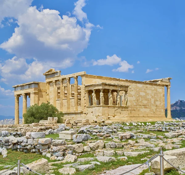 Erechtheion Antika Tempel Hedra Athena Och Poseidon Med Verandan Karyatider — Stockfoto