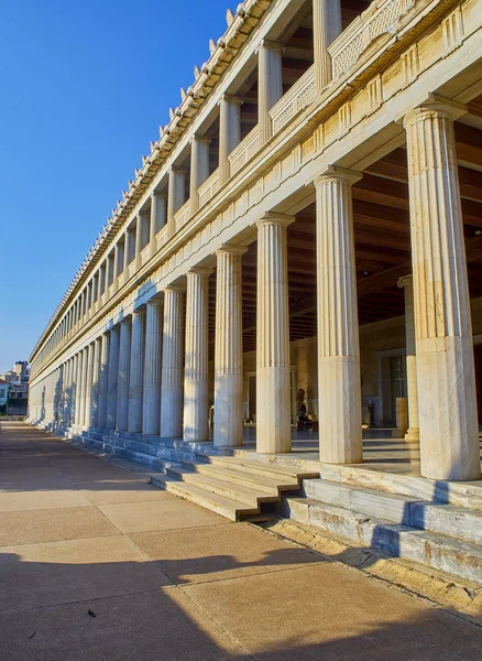 Principal Facade Stoa Attalos Building Ancient Agora Athens Attica Region — Stock Photo, Image