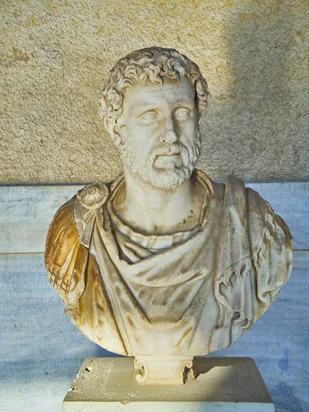 Skulptur Kejsaren Antoninus Pius Verandan Stoa Attalos Byggnaden Det Antika — Stockfoto