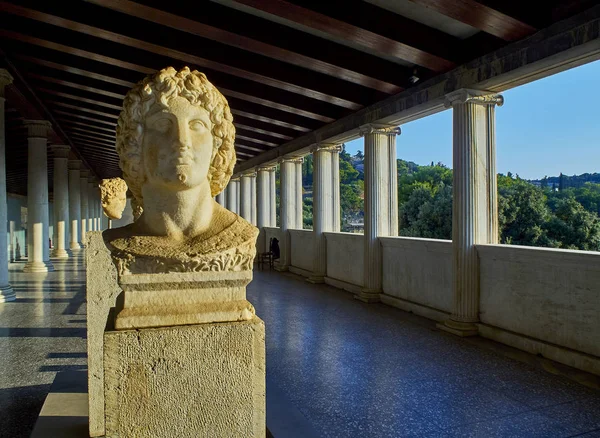 Aten Grekland Juli 2018 Byst Alexander Stort Verandan Stoa Attalos — Stockfoto