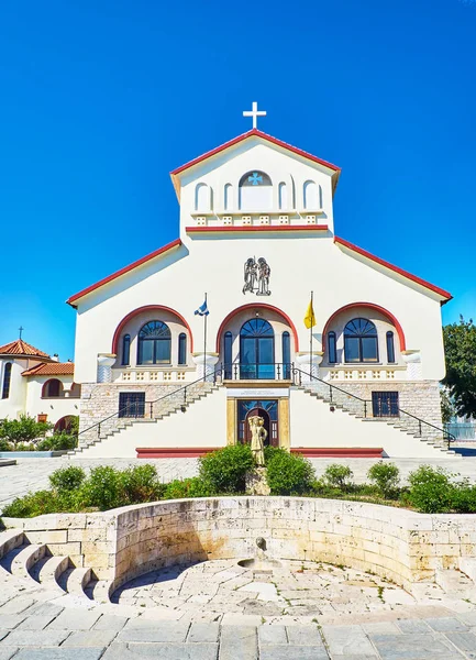Kos Grecia Julio 2018 Fachada Principal Iglesia Evangelismos Catedral Ciudad — Foto de Stock