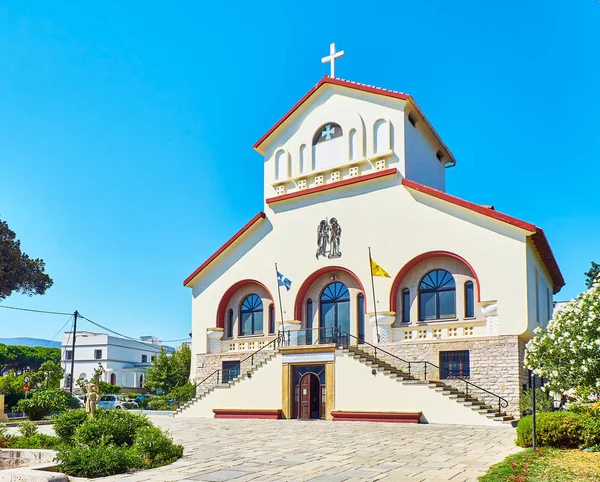 Kos Grecia Julio 2018 Fachada Principal Iglesia Evangelismos Catedral Ciudad — Foto de Stock