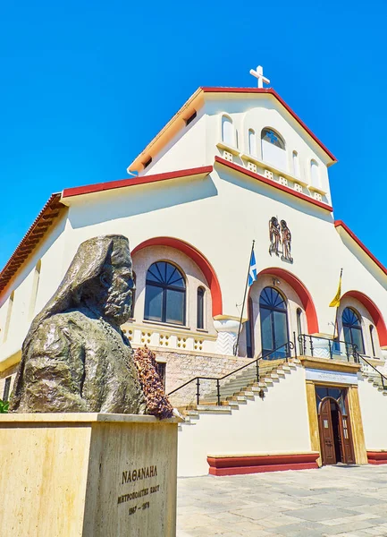 Kos Grecia Julio 2018 Fachada Principal Iglesia Evangelismos Catedral Ciudad — Foto de Stock